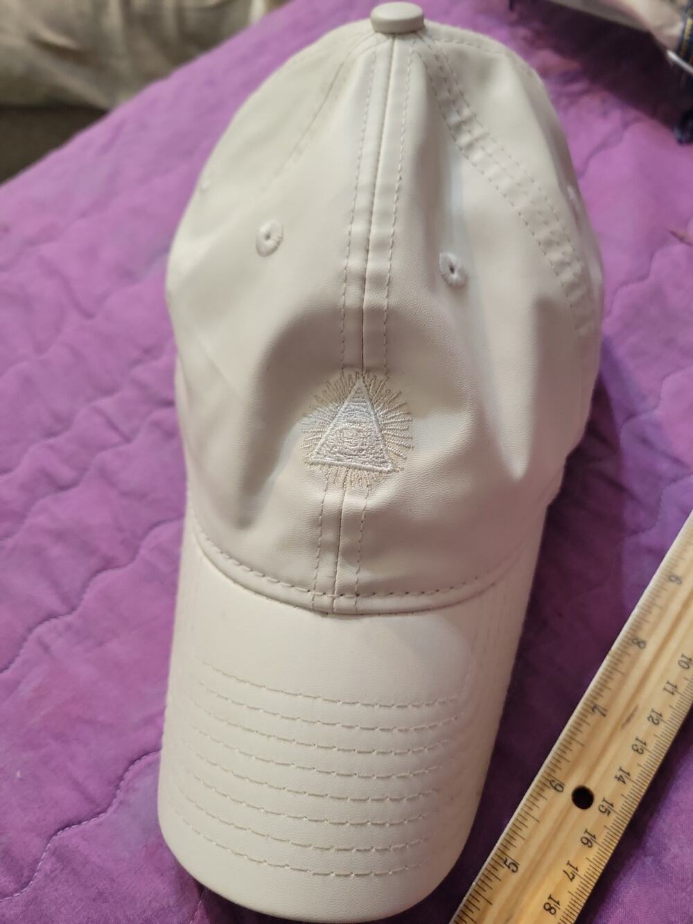 Rare Illuminati White Faux Leather Hat New Era 9twenty Adjustable EUC